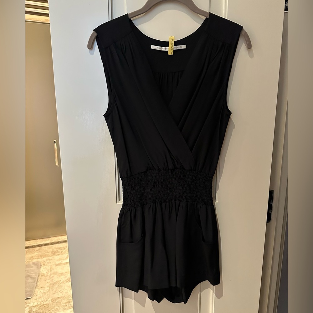 Black silk romper